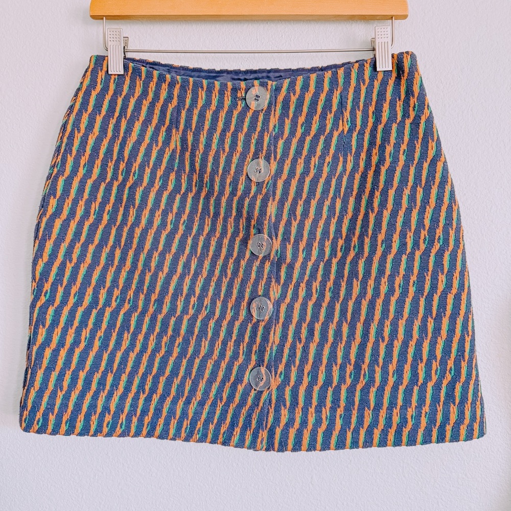 & Other Stories Striped A-Line Button Front Mini Skirt. Size 6